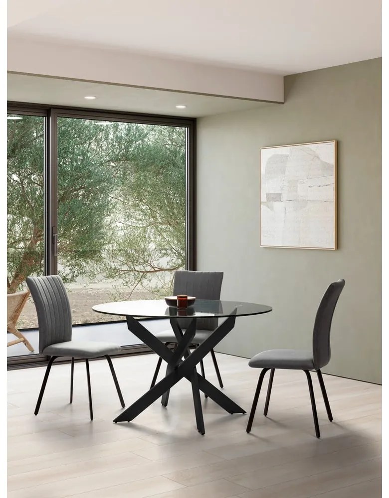 Кръгла маса за хранене със стъклен плот 120x120 cm Ruth - Marckeric