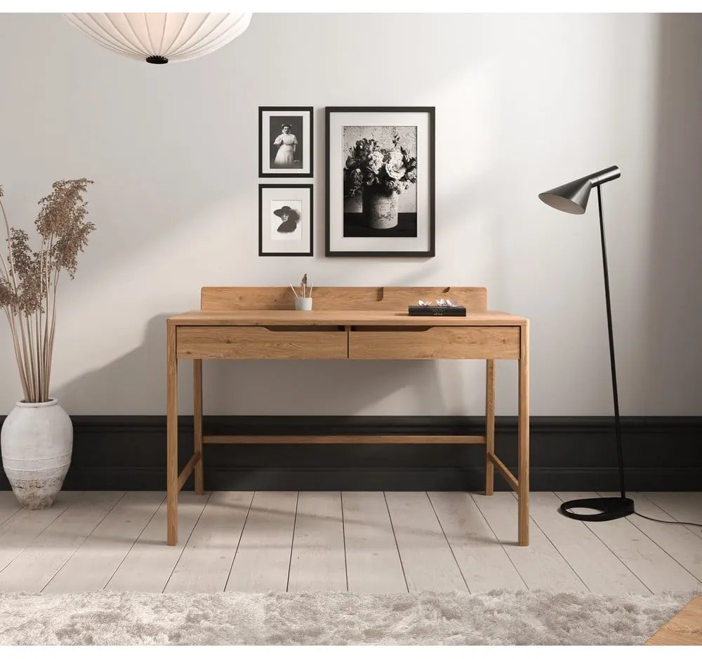 Работна маса от масивен дъб 65x120 cm Twig – The Beds