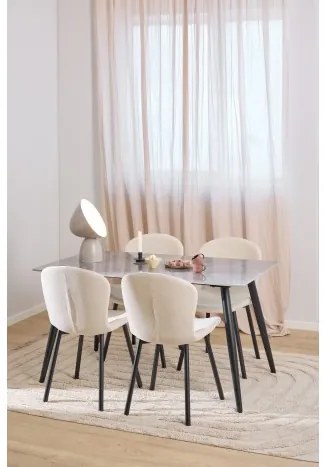 ФИОРА Бежов (тъкан Апиа 453) / черни крака – МОДЕРЕН ТАПИЦИРАН С ЧЕНИЛ СТОЛ ЗА ДНЕВНА/ТРАПЕЗАРИЯ