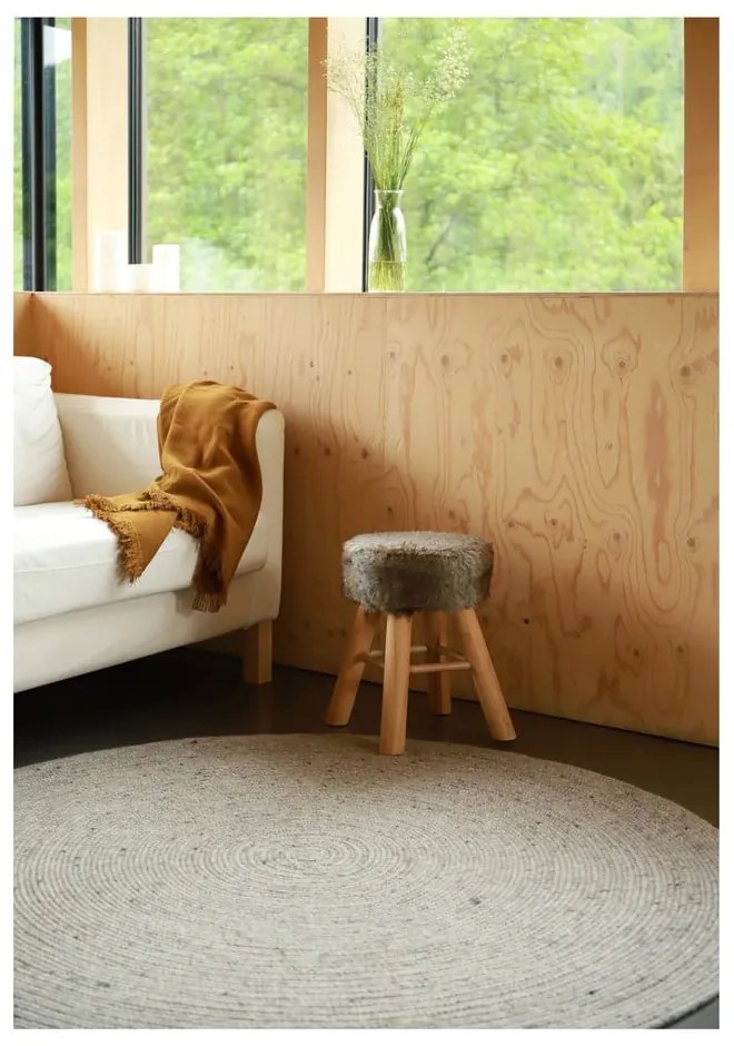 Сив ръчно изработен килим от вълна и памук, ø 140 cm Neethu - Nattiot