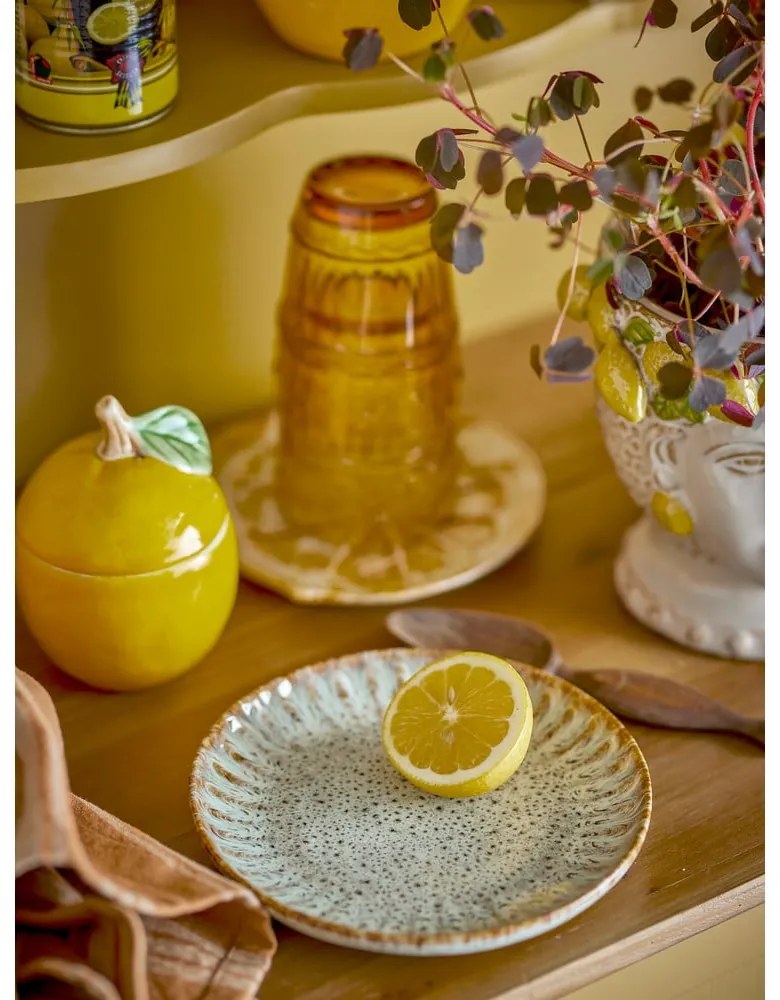 Синя/бежова глинена чиния за сервиране ø 17 cm Fleur – Bloomingville