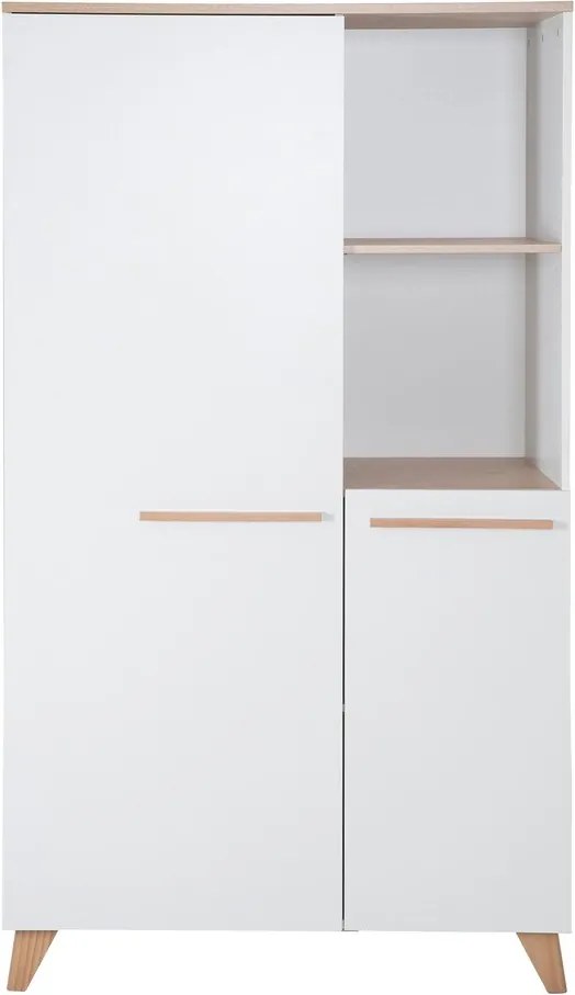 Бял детски гардероб в дъбов декор 52x180x180 cm Léon – Roba