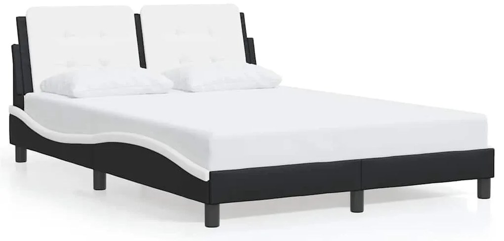 3208182 vidaXL Рамка за легло без матрак Zadar, черна, бяла, 140x190 см изкуствена кожа