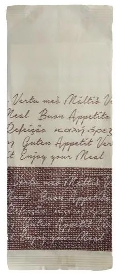 Хартиен джоб за прибори със салфетка и декор "BON APPETIT"/LINO MARRONE БЕЖОВО 11x25см (BB109M)-ПАКЕТ 125бр LUNI PAPER