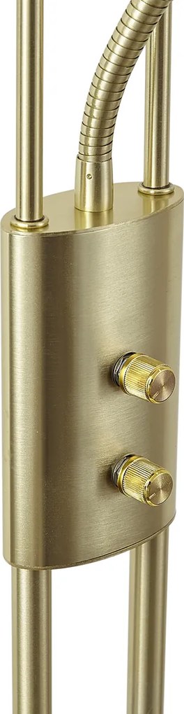 Модерна подова лампа златиста с лампа за четене с LED и димер - Divo