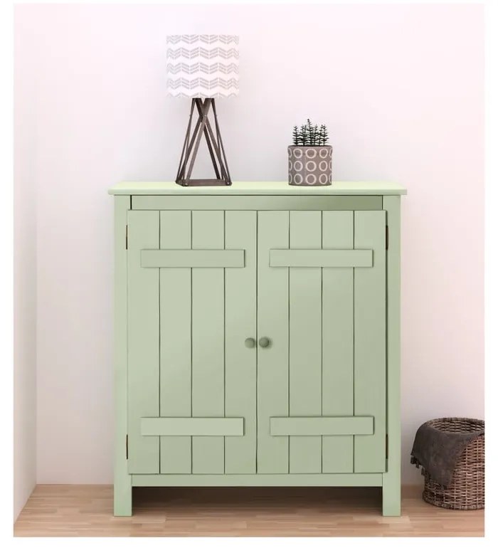 Светлозелено шкафче от масивен бор 100x110 cm Bertram – Støraa
