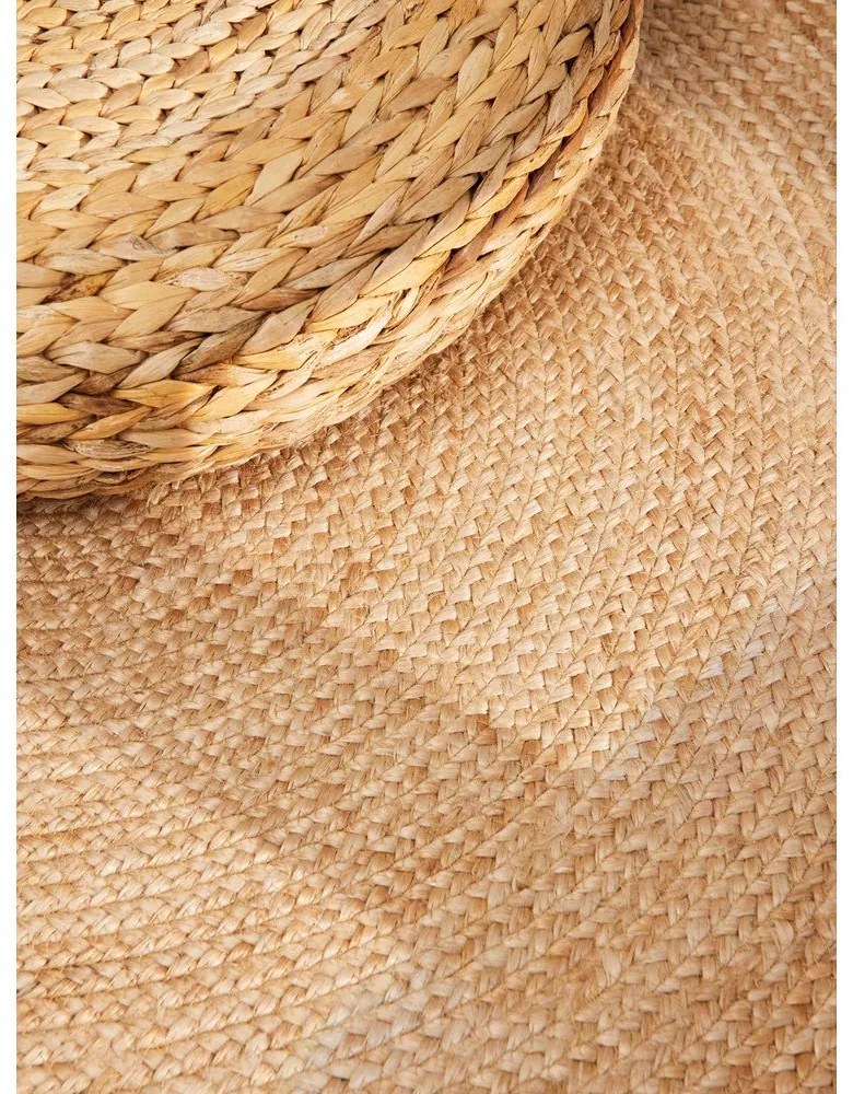 Двустранен ръчно изработен ютен кръгъл килим в естествен цвят ø 100 cm Jutta Gold – Hanse Home