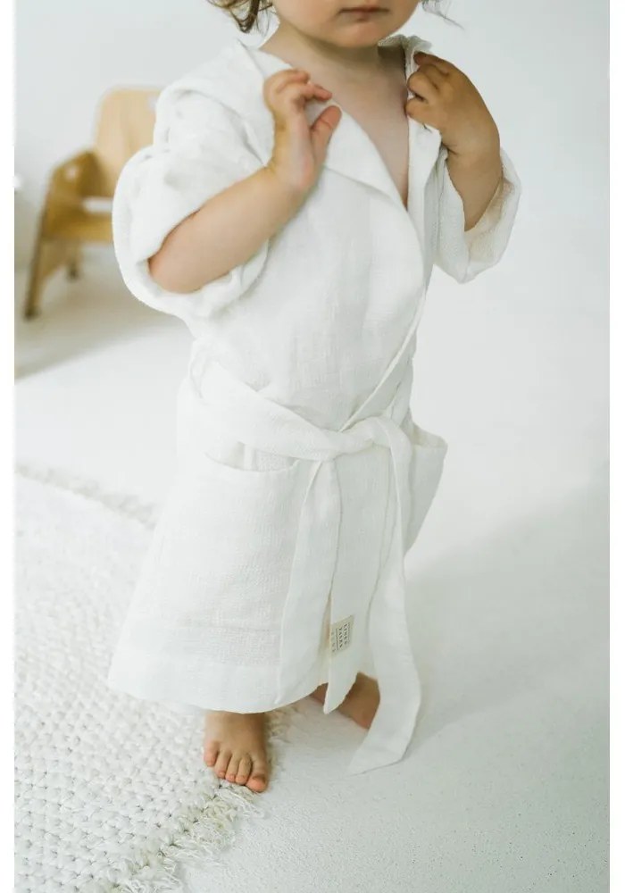 Детски бял ленен халат Nature, размер 122 - 128 - Linen Tales