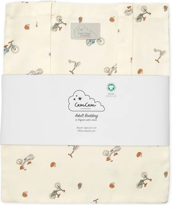 Светложълто единично детско спално бельо от органичен памук 140x200 cm Bicycles – Cam Cam Copenhagen