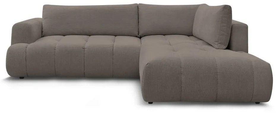 Кафяво-сив сгъваем/с място за съхранение ъглов диван (десен ъгъл/L форма) Fuji – Bobochic Paris