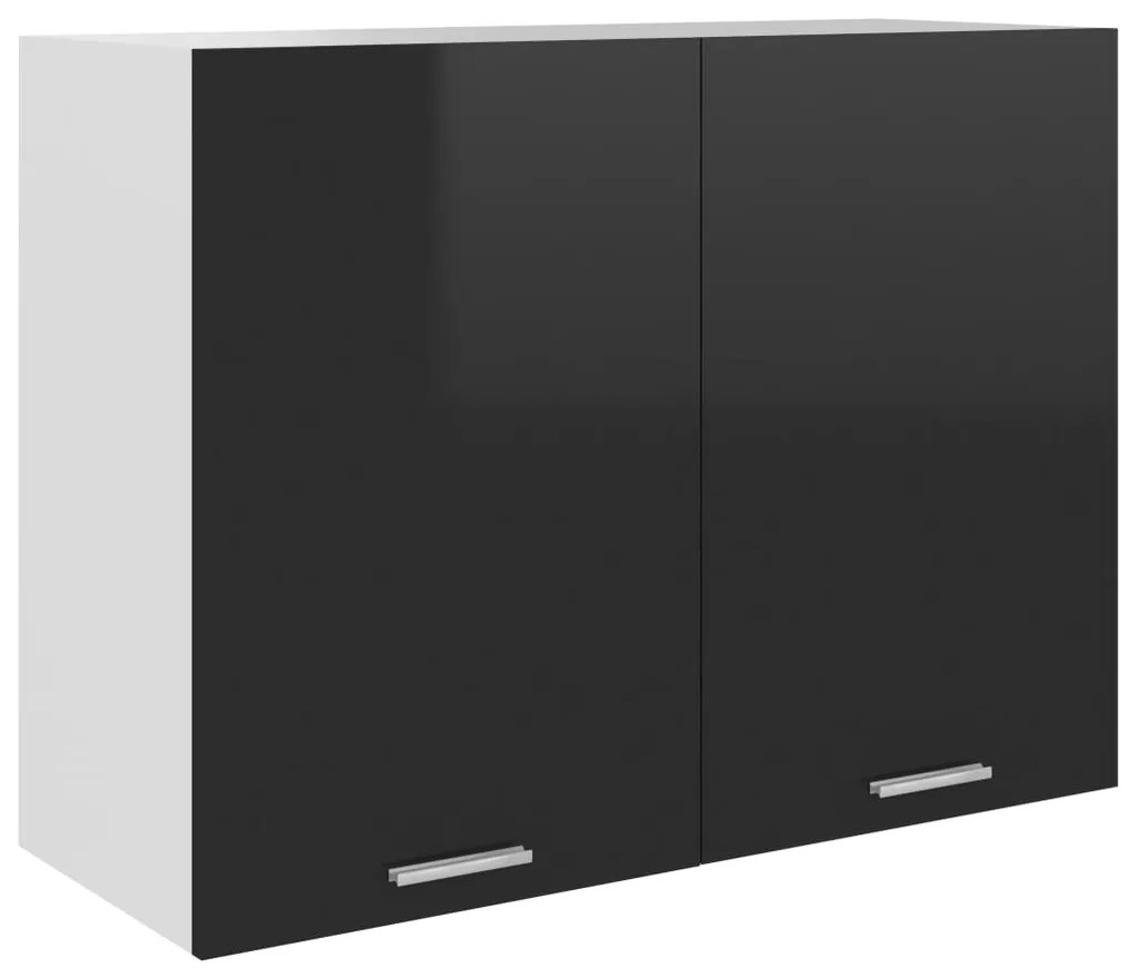 801282 vidaXL Висящ шкаф, Lyon черен гланц, 80x31x60 см, инженерно дърво
