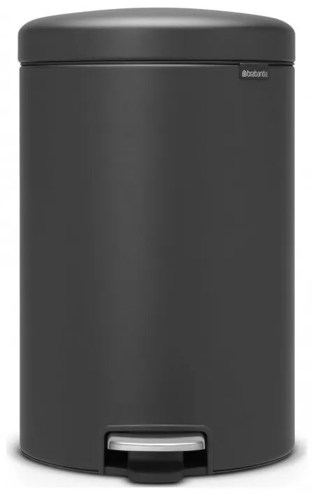 Кош за боклук с педал Brabantia NewIcon 649747, 20 л, Плавно затваряне, Противоплъзгаща основа, Минерално покритие, Тъмносив
