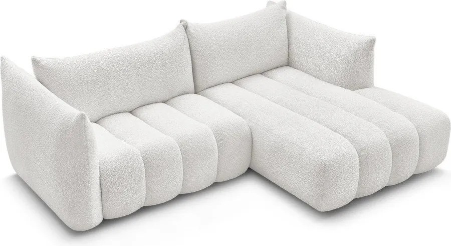 Бял ъглов диван от прежда с примки от букле (десен ъгъл) Azra – Bobochic Paris