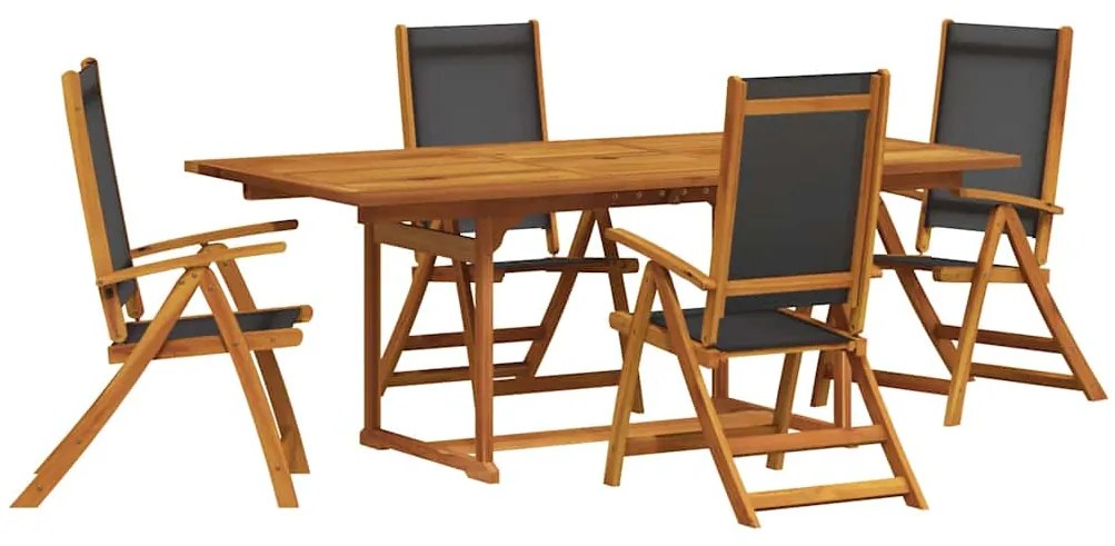 3279260 vidaXL Градински трапезен комплект, 5 части, акация масив и textilene