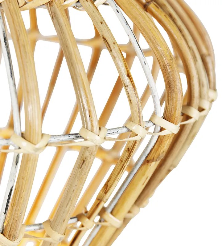 Рустикална подова лампа триножник бамбук с бяло - Canna Diamond