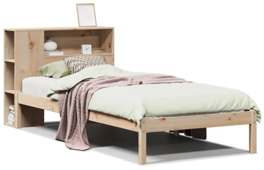 3321559 vidaXL Легло с рафтове за книги, без матрак, 75x190 см, бор масив