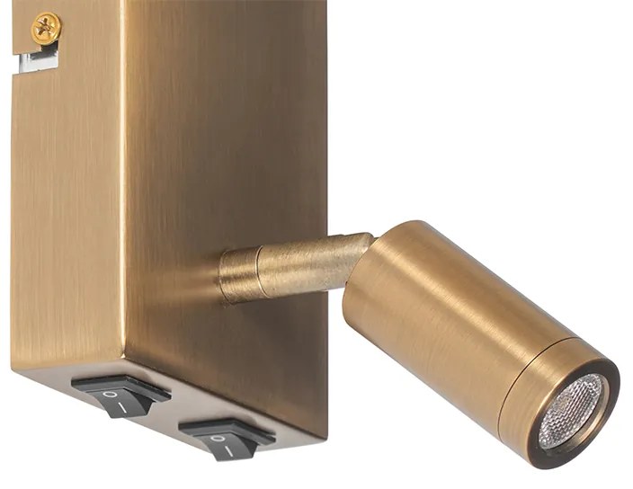 Модерна стенна лампа бяла и бронзова с лампа за четене - Renier