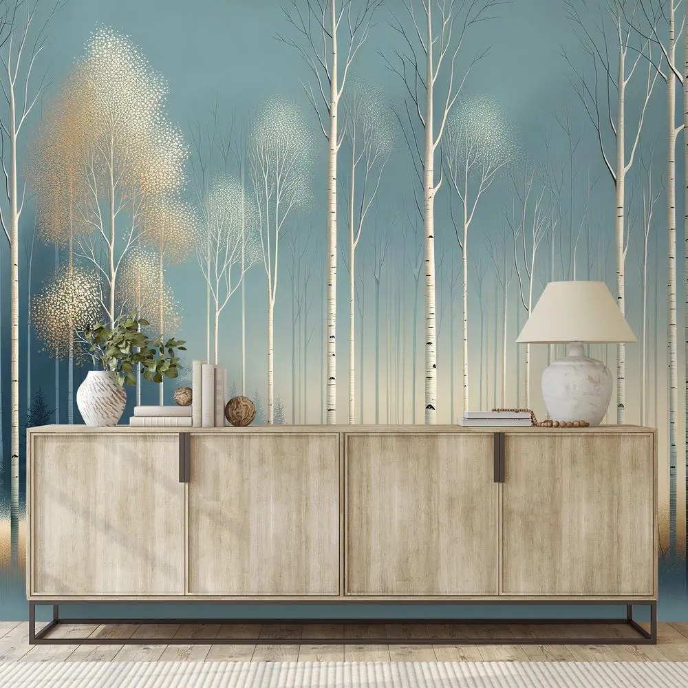 Самозалепващ тапет – Заснежена гора в мъгла