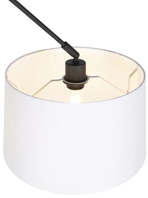 Висяща лампа черна с абажур от лен бял 35 см - Blitz