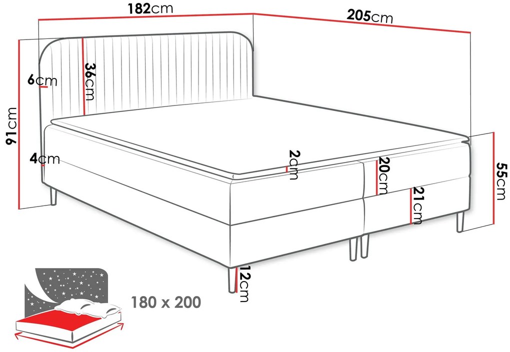 Тапицирано легло Box Best I-Маслинено-180 x 200