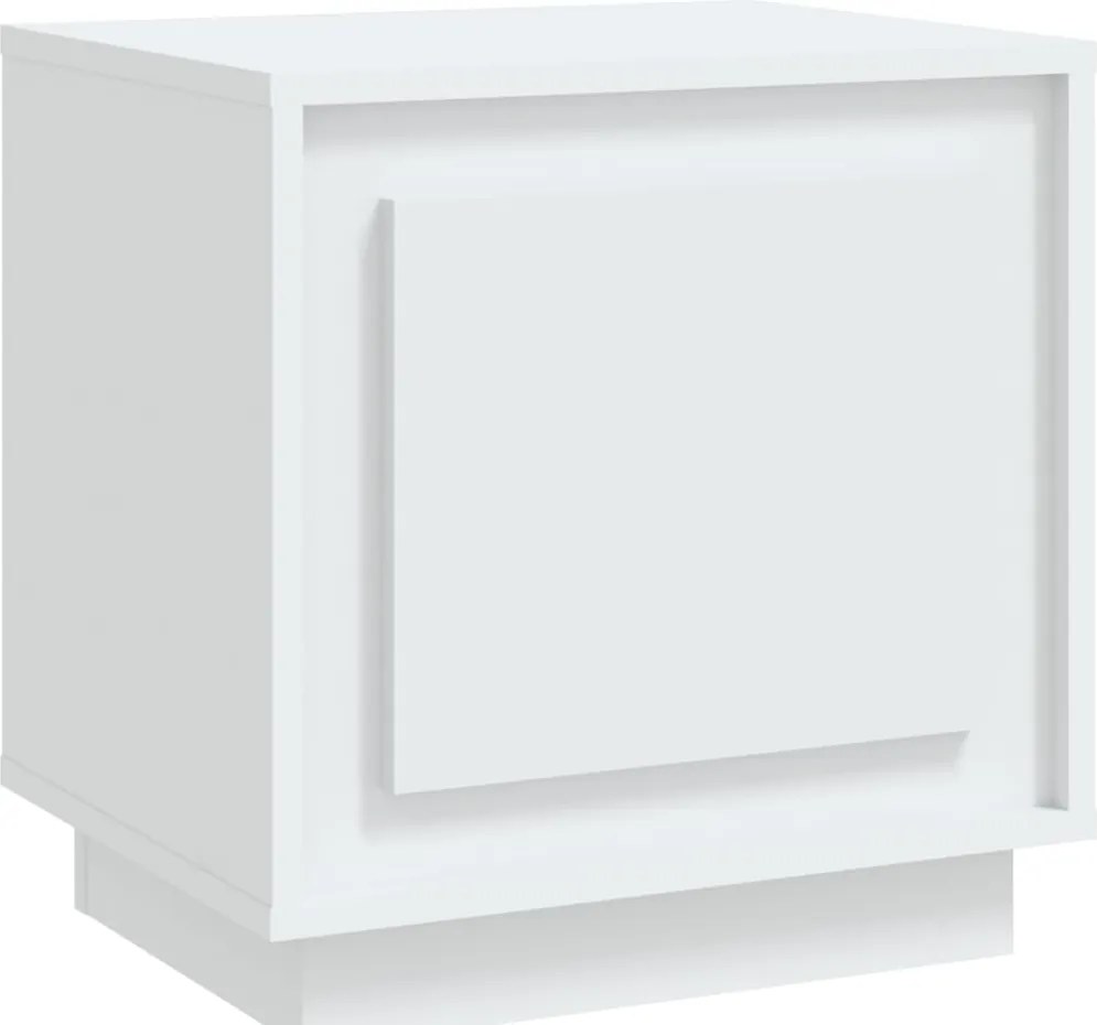 819836 vidaXL Нощно шкафче, бяло, 44x35x45 см, инженерно дърво