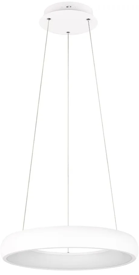 Бяло LED затъмняващо се висящо осветително тяло с метален абажур ø 46 cm Cardona – Trio