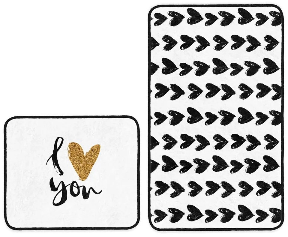 Бели/черни килими за баня в комплект 2 бр. 60x100 cm – Mila Home