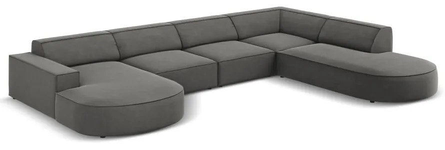 Ъглов диван от сиво кадифе (десен ъгъл) Jodie - Micadoni Home