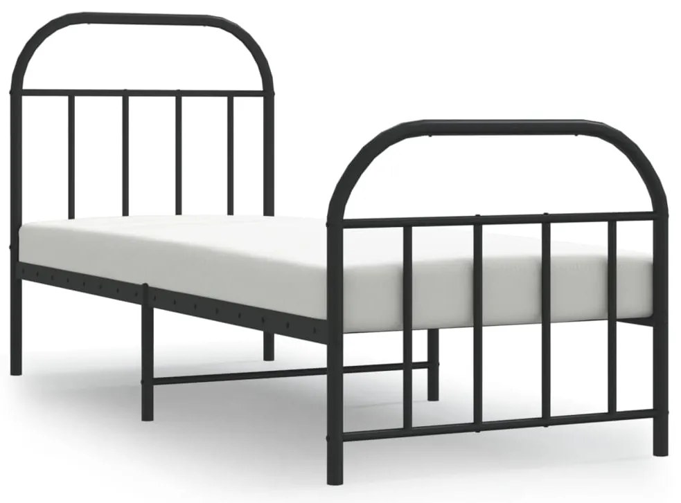 353643 vidaXL Метална рамка за легло с горна и долна табла, черна, 75x190 см