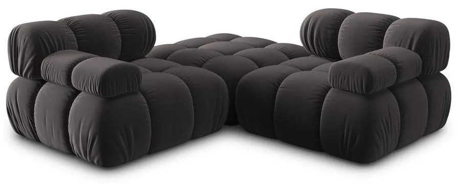 Тъмносив ъглов диван от кадифе Bellis - Micadoni Home