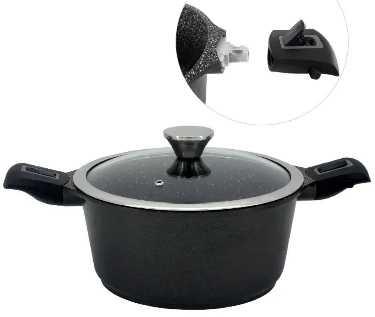 Тенджера с махащи се дръжки ZEPHYR ZP 4318, Мраморно покритие, Индукция - 24x12.5 cm / 4.3 L