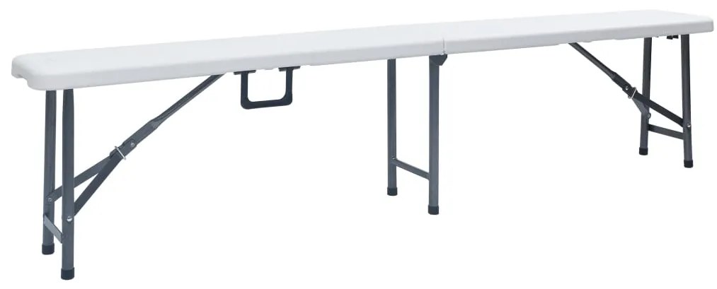 48830 vidaXL Сгъваеми градински пейки, 2 бр, 180 см, HDPE, бели