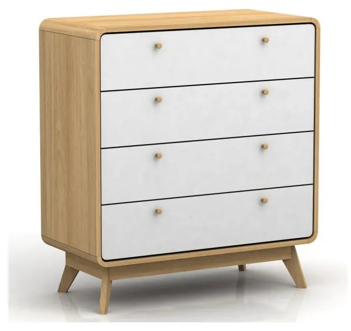 Бял/естествен висок скрин от декор от дъб 80x88 cm Caitlin – Støraa