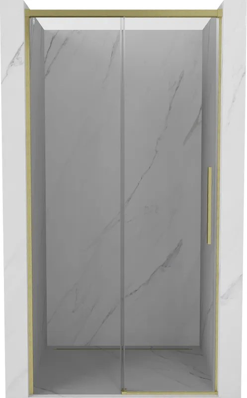 Mexen Rox плъзгащи се душ врати 120 см, прозрачни, златисти четки - 8C2-120-000-55-00