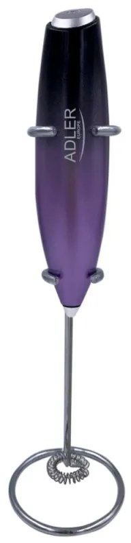 Миксер за фрапе на стойка Adler AD 4499, Стоманена бъркалка, 2xAA, Лилав/черен