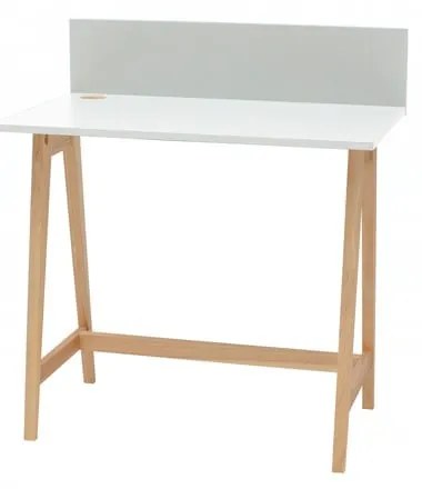 Бяло бюро с основа от ясенова дървесина, дължина 85 cm Luka - Ragaba