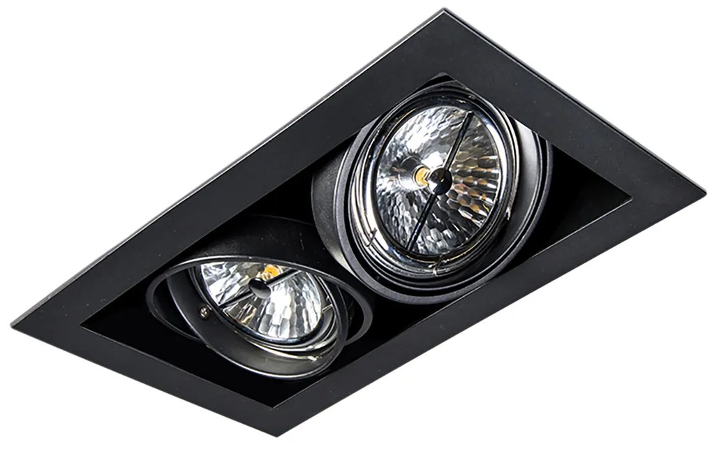 Комплект от 6 вградени прожектора черни AR111 регулируеми 2-светлина - Oneon