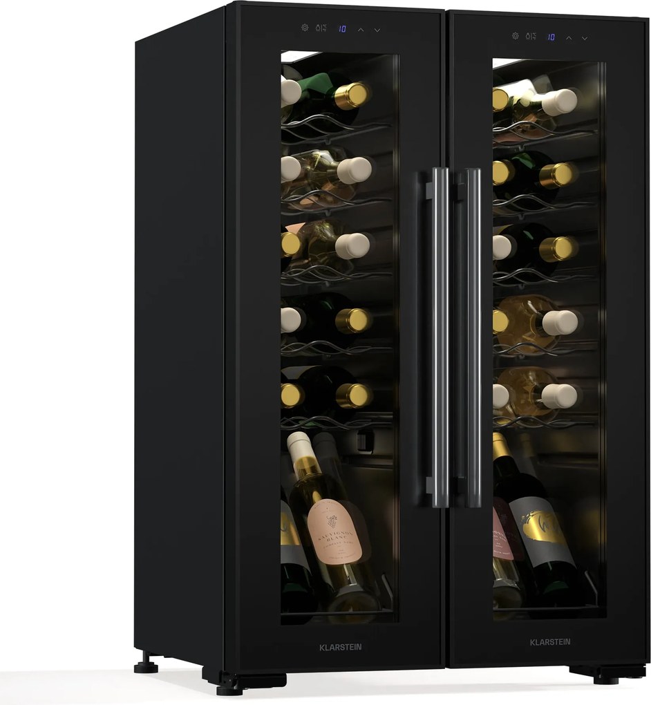 Klarstein Shiraz Weinkühlschrank| 2 Kühlzonen, Touch-Steuerung, LED-Beleuchtung, freistehend