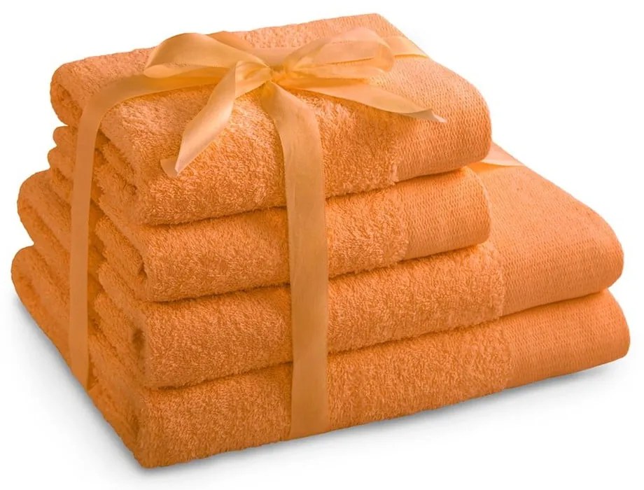 Оранжеви памучни хавлии и кърпи за баня в комплект от 4 бр. от тери Amari – Restilo
