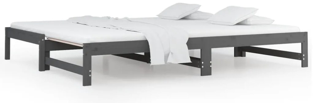 820429 vidaXL Разтегателно дневно легло, без матрак, сиво, 2x(90x200) см
