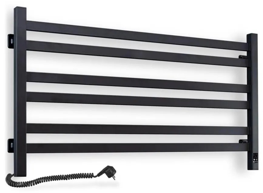 Лестничен радиатор за баня с термостат AVANGARD 316W/230V 50,6 cm IP44 черен ляв