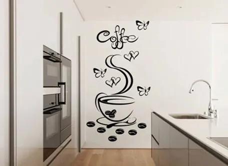 Стикер за стена за кухня чаша за горещо кафе 50 x 100 cm