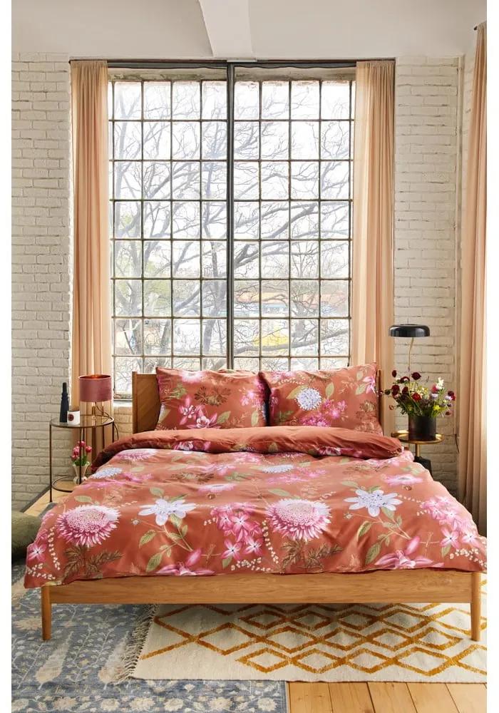 Теракотено кафяво памучно спално бельо от сатен за двойно легло 160 x 200 cm Blossom - Bonami Selection