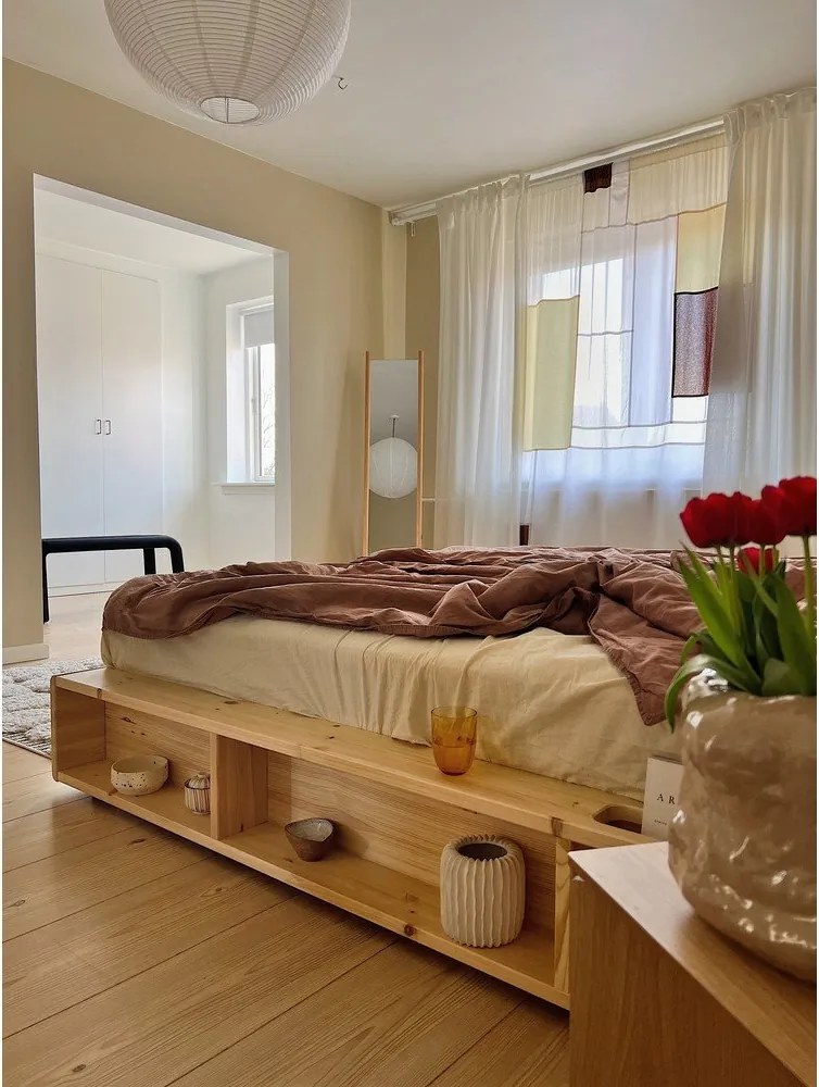 Двойно легло от борова дървесина с решетка 160x200 cm Ziggy - Karup Design