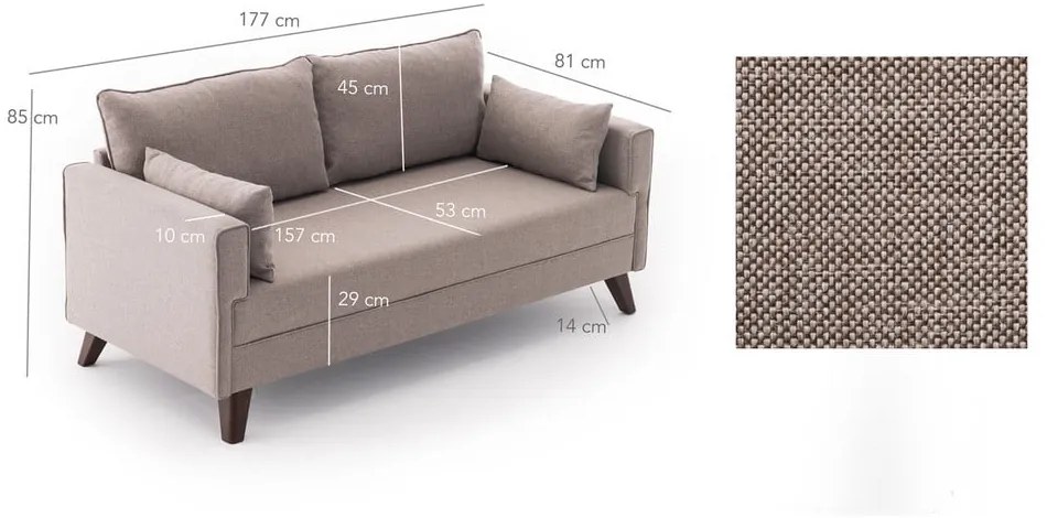 Бежов диван 177 cm Bella – Balcab Home