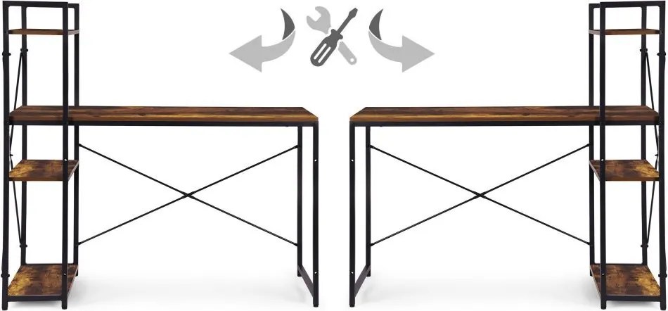 Маса за работа и игра с рафтове 120 x 60 cm tmavá hnedá