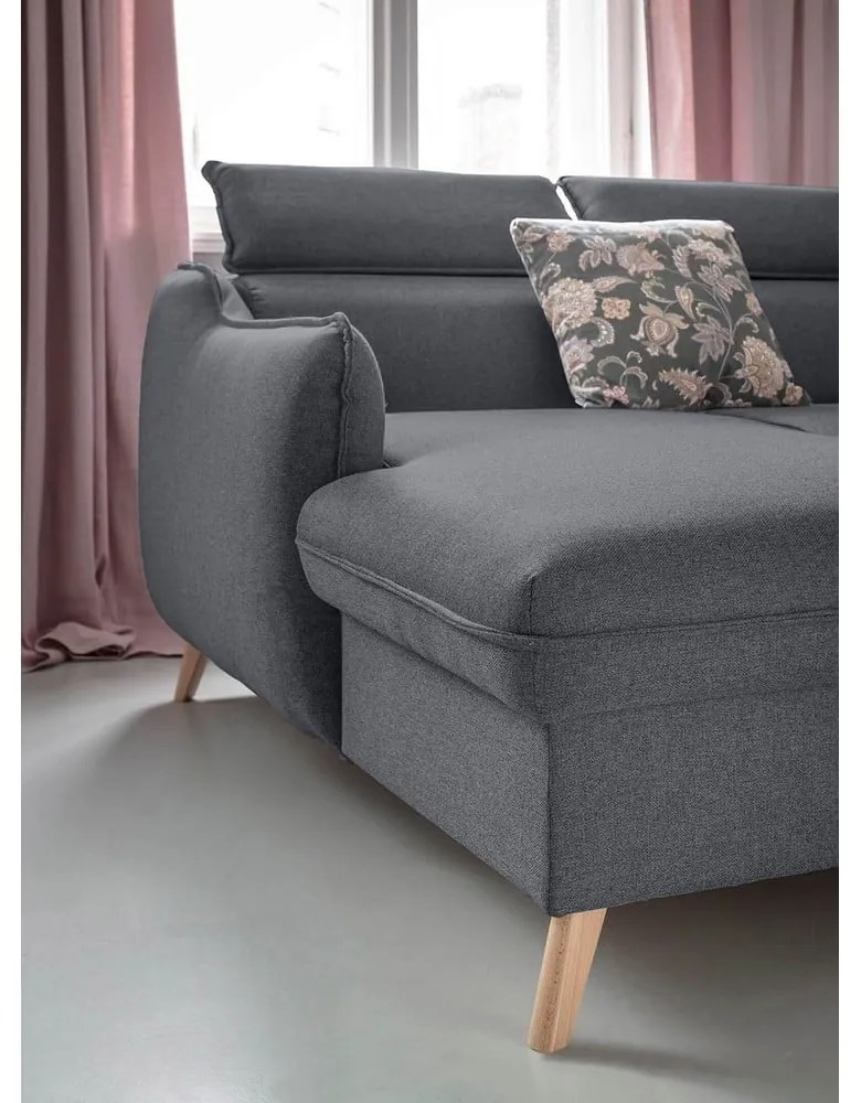 Тъмно сив ъглов разтегателен диван, ляв ъгъл Sweet Harmony - Miuform