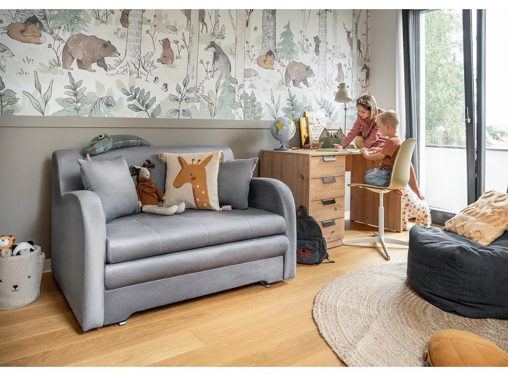 Светлосив кадифен сгъваем диван 130 cm Ario – ELTAP