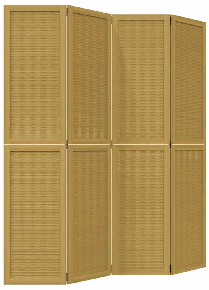 358818 vidaXL Разделител за стая, 4 панела, кафяв, дърво пауловния масив