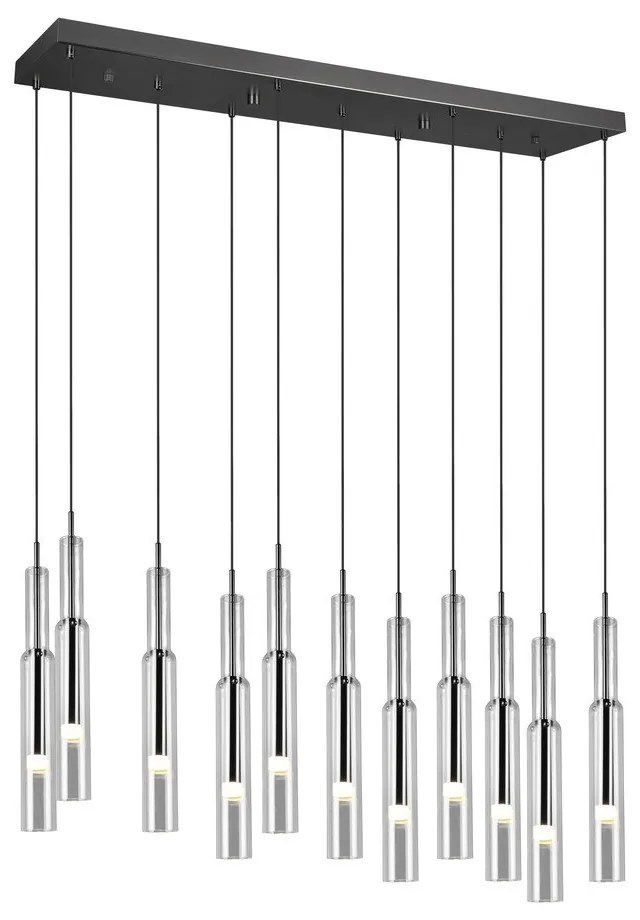 LED висящо осветително тяло със стъклен абажур в черно-сребристо Lucent - Trio Select